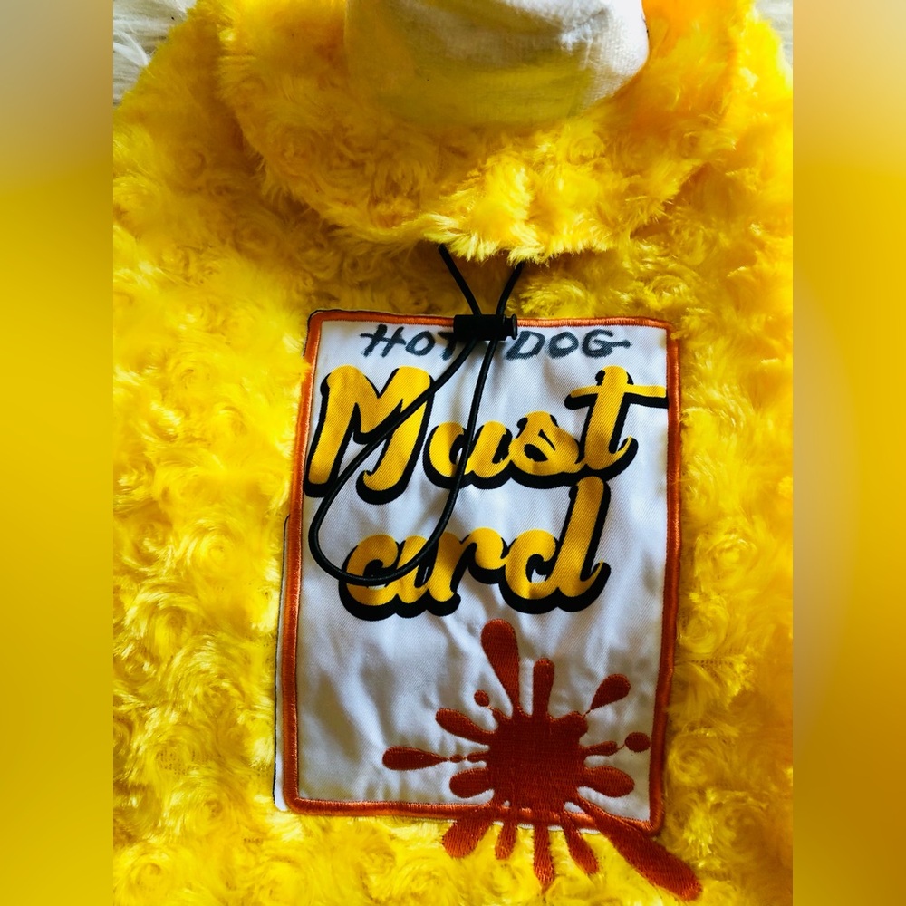 PMP™️ Furry Yellow Mustard Dog Costume Jacket and Hat L *for small breeds 🌭🐾
